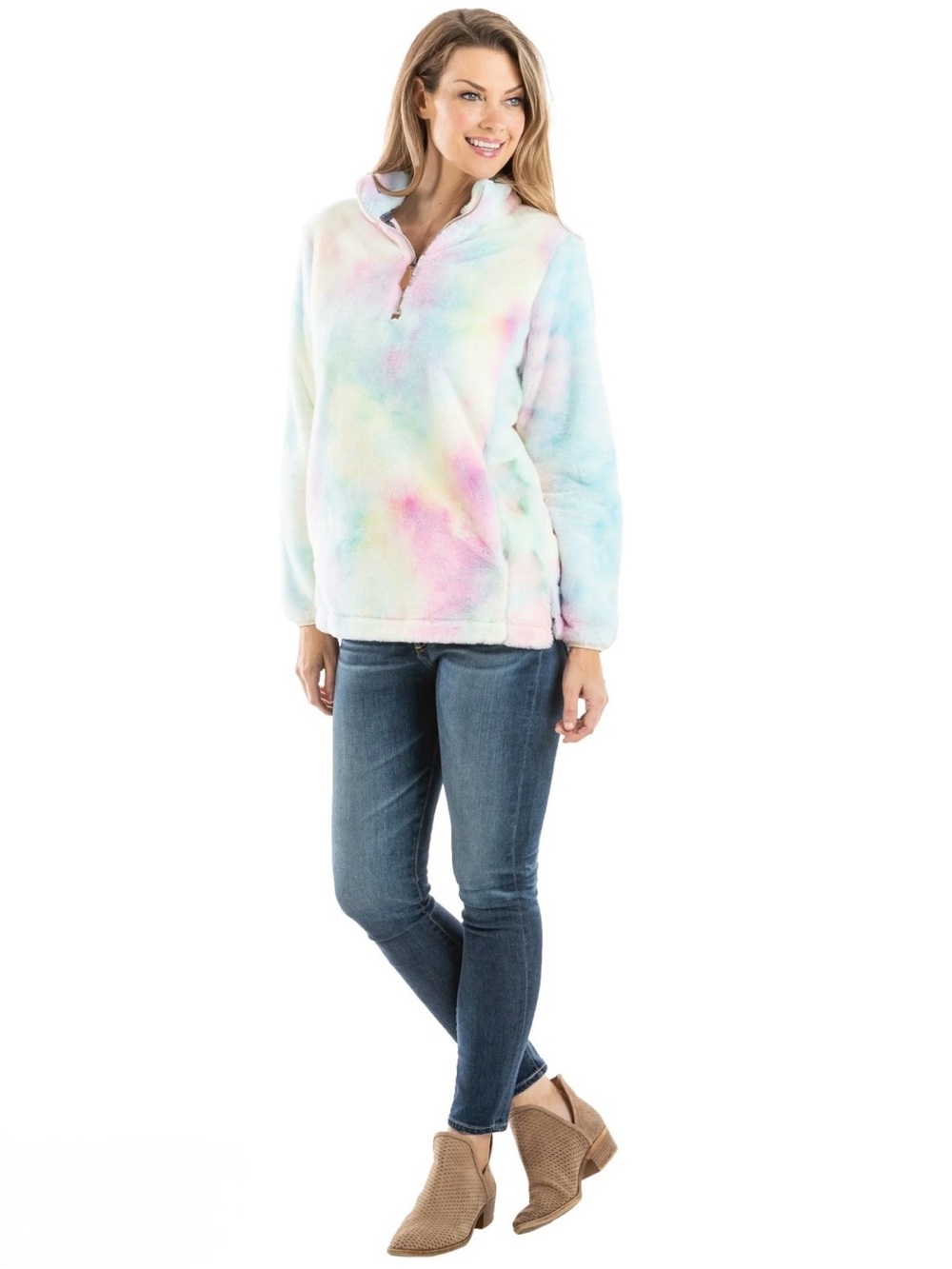 Boutique NWOT Sherpa Cotton Candy Quarter Zip Pullover